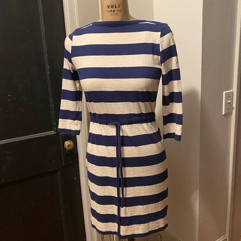 Merona Blue and Cream Long Sleeve Dress